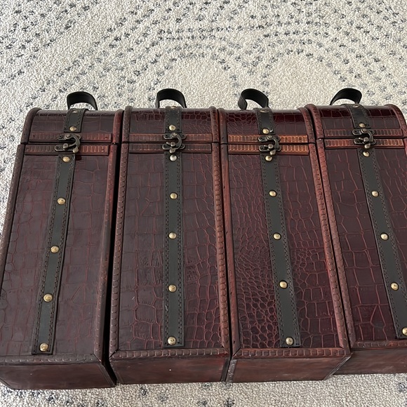 Wine wood holder carrier box Set of 4 - Picture 8 of 8